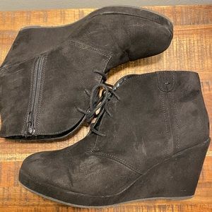 Faux Suede Black Booties